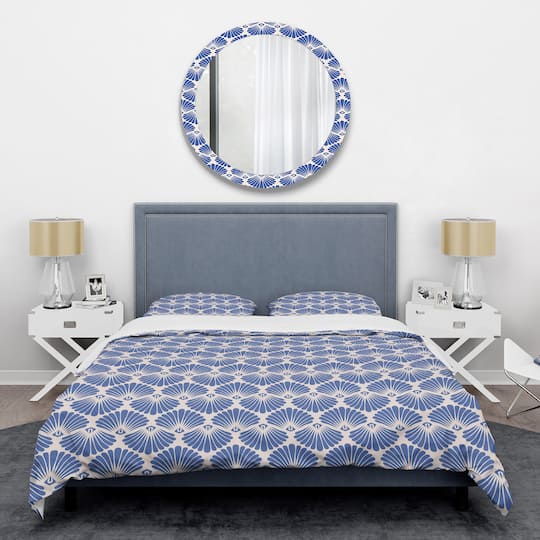 Designart 'Retro Blue Waves' Mid-Century Duvet Cover Set